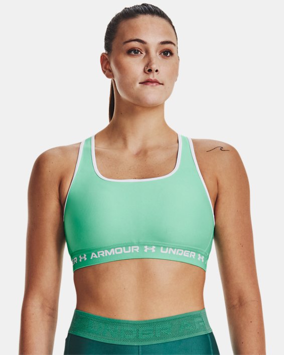 Women's Armour® Mid Crossback Sports Bra, Green, pdpMainDesktop image number 2